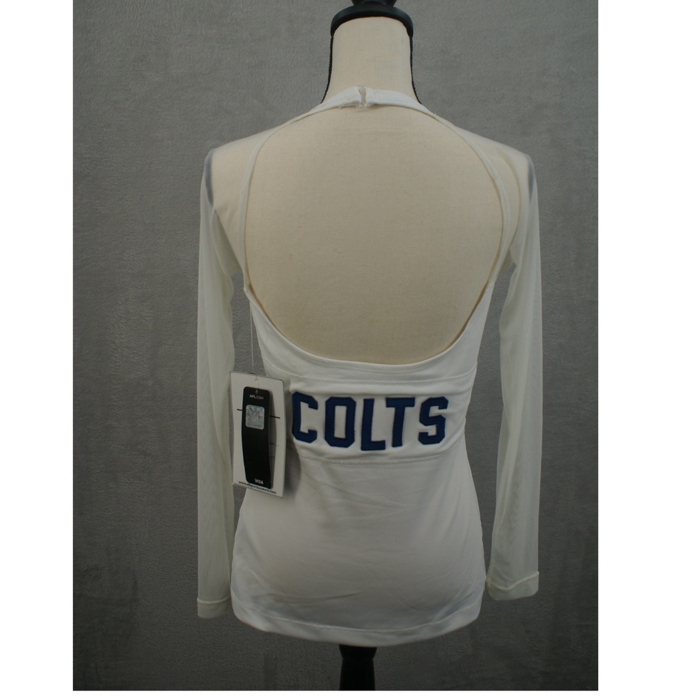 NFL Team Apparel Indianapolis Colts White Mesh Sleeve Open Back Top Medium NWT - Picture 3 of 12